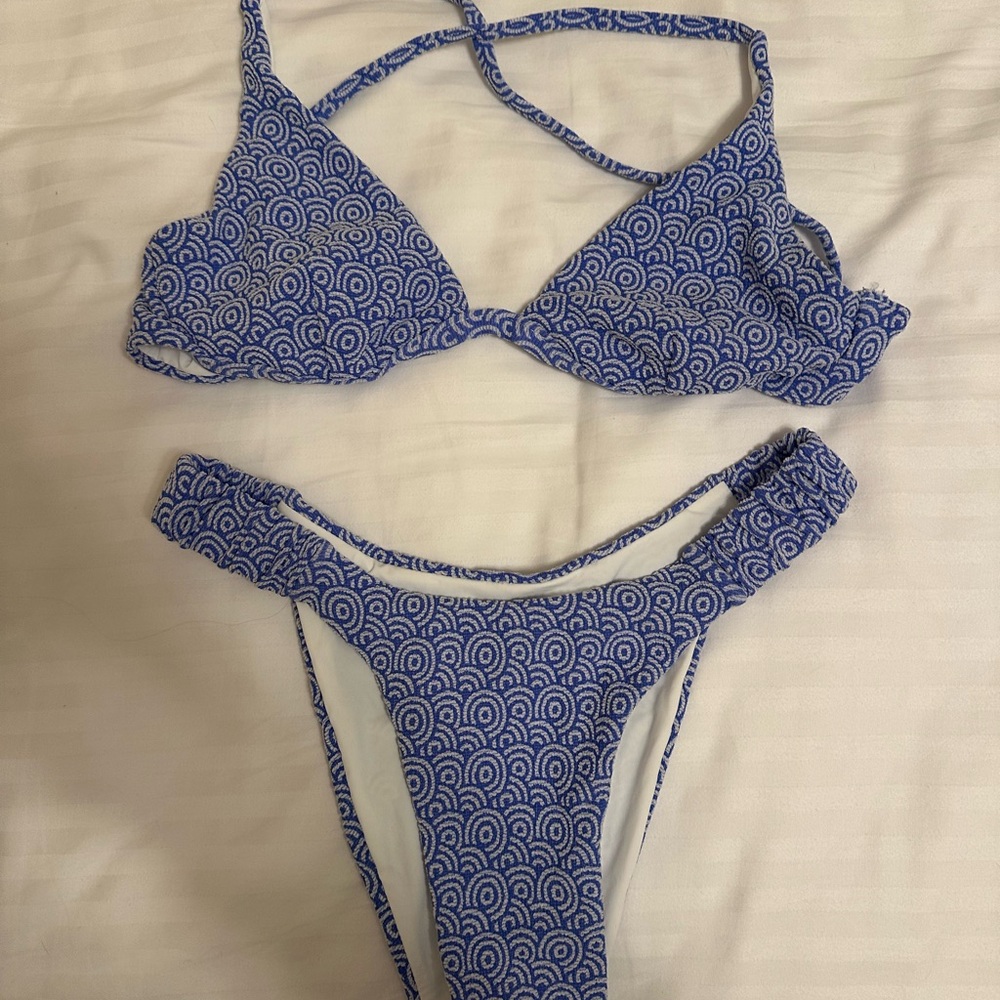 Berlook blue jacquard bikini set
